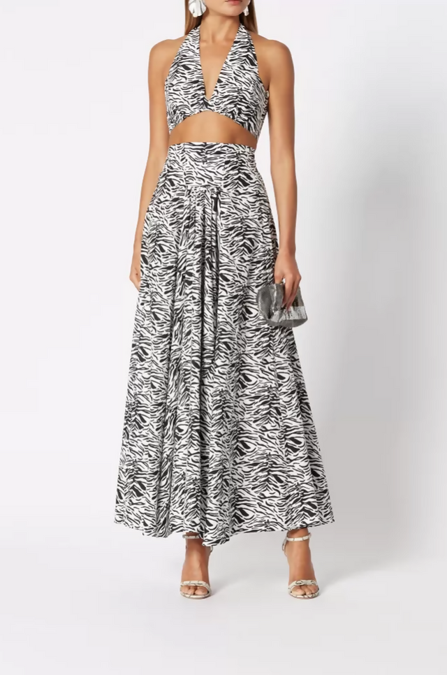 white_animal_print_halter_crop_top_size_8_and_animal_print_skirt_size_6_au_8