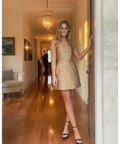 Scanlan Theodore Brocade Dress - 6 / Gold - Dresses