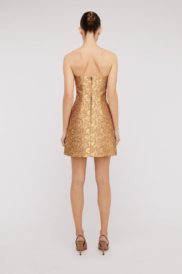 Scanlan Theodore Brocade Dress in Gold