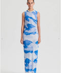 Scanlan Theodore Cloud Print Dress in Blue - Dresses