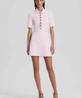 Scanlan Theodore - Scanlan Theodore Crepe Knit Button Collar Dress in Pale Pink Size AU 8