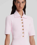Scanlan Theodore - Scanlan Theodore Crepe Knit Button Collar Dress in Pale Pink Size AU 8