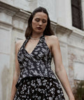 Scanlan Theodore - Scanlan Theodore Floral Tulle Halter Top and Skirt Set
