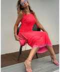 Scanlan Theodore Italian Mesh Gathered Dress - 6 / Pink - Dresses