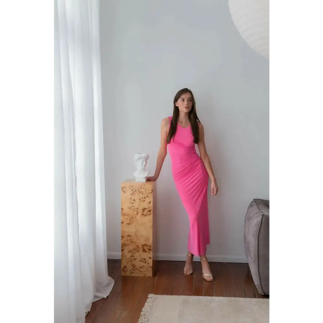 Scanlan Theodore Italian Mesh Gathered Dress - 6 / Pink - Dresses