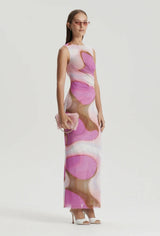 Scanlan Theodore Italian Watercolour Print Dress in Pink/Tan view 1