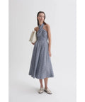 Scanlan Theodore Linen Printed Halter Dress - 6 / Blue - Dresses