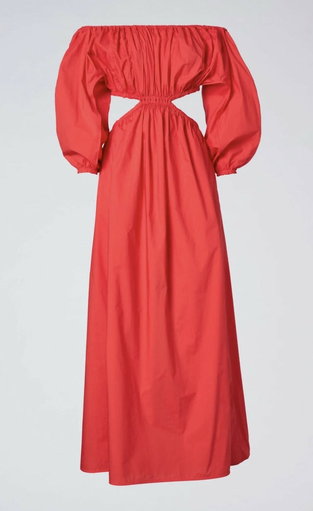 Scanlan Theodore Parachute Cotton Gather Dress Poppy Size 8 - 8 / Orange - Dresses