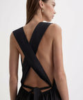 Scanlan Theodore Parachute Cotton Halter Dress - 10 / Black - Dresses