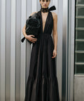 Scanlan Theodore Parachute Cotton Halter Dress - 10 / Black - Dresses