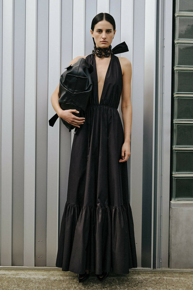 Scanlan Theodore Parachute Cotton Halter Dress - 10 / Black - Dresses