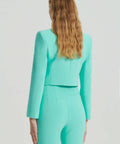 Scanlan Theodore - Scanlan Theodore Tailored Bustier Dress and Crop Jacket in Turquoise