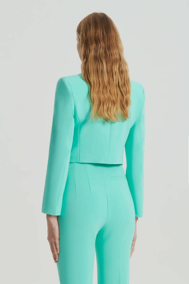 Scanlan Theodore - Scanlan Theodore Tailored Bustier Dress and Crop Jacket in Turquoise