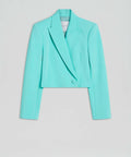 Scanlan Theodore - Scanlan Theodore Tailored Bustier Dress and Crop Jacket in Turquoise