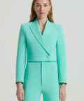 Scanlan Theodore - Scanlan Theodore Tailored Bustier Dress and Crop Jacket in Turquoise