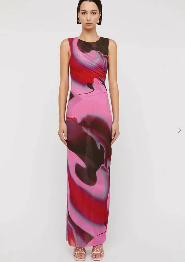 Scanlan Theodore - Scanlan Theodore The Italian Watercolour Print Dress in Raspberry