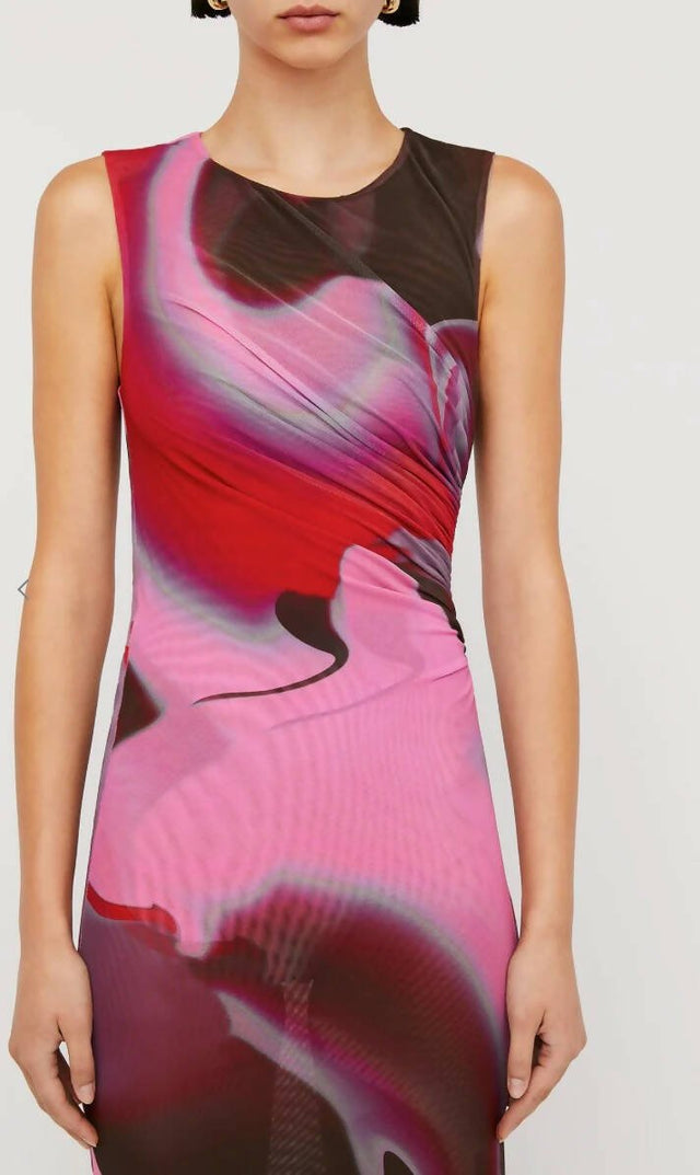 Scanlan Theodore - Scanlan Theodore The Italian Watercolour Print Dress in Raspberry