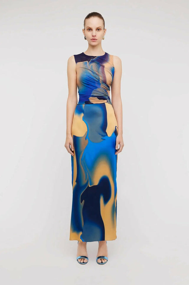 Scanlan Theodore Watercolour Dress Blue Size 8 10 & 12 - Dresses