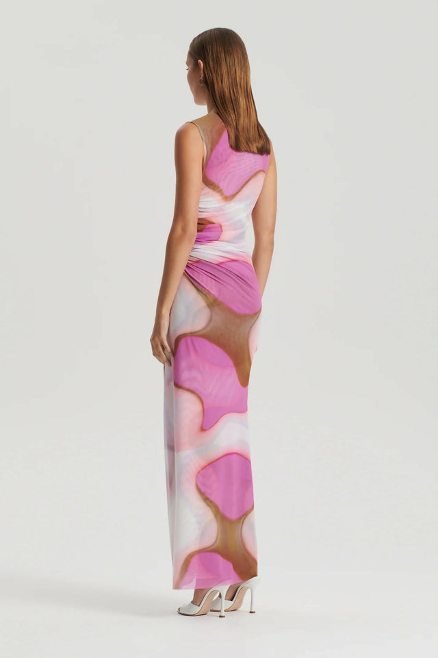 Scanlan Theodore Watercolour Dress Pink Tan Size 6 8 & 10 - Dresses