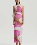 Scanlan Theodore Watercolour Dress Pink Tan Size 6 8 & 10 - Dresses