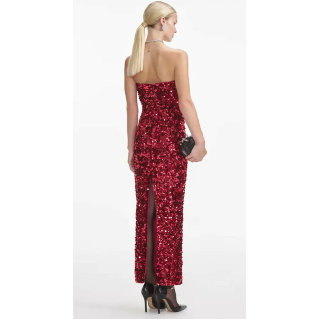 Self Portrait 3D Sequin Maxi Dress Red Size XS - 6 / Red - Dresses