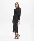 Self Portrait - Self Portrait Black Rhinestone Mesh Midi Dress