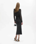 Self Portrait - Self Portrait Black Rhinestone Mesh Midi Dress