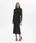 Self Portrait - Self Portrait Black Rhinestone Mesh Midi Dress