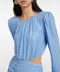 Self Portrait - Self Portrait Blue Rhinestone Jersey Mini Dress