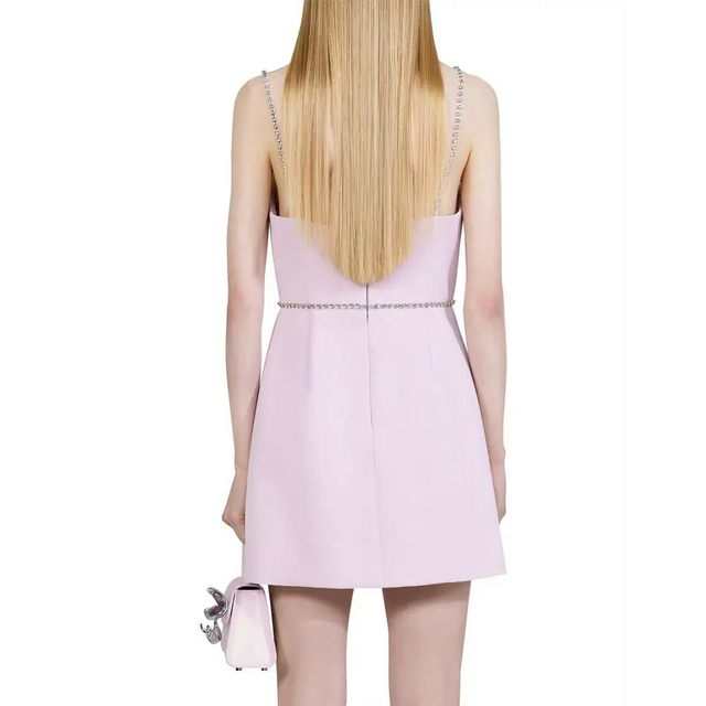 Self Portrait - Embellished Crepe Mini Dress - 8 / Pink - Dresses