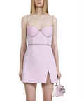 Self Portrait - Embellished Crepe Mini Dress - 8 / Pink - Dresses