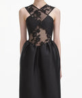 Self-Portrait - Lace-trim Taffeta Maxi Dress - Black - Dresses