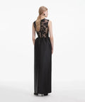 Self-Portrait - Lace-trim Taffeta Maxi Dress - Black - Dresses