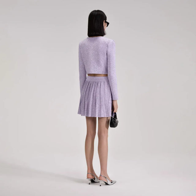 Self Portrait Lilac Skirt And Cardigan Set Mini - 6 / Purple - Outfit Sets