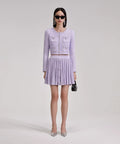 Self Portrait Lilac Skirt And Cardigan Set Mini - 6 / Purple - Outfit Sets