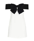 Self Portrait off Shoulder Bow Mini Dress / Size 6-8 - 6 / Multicolor - Dresses