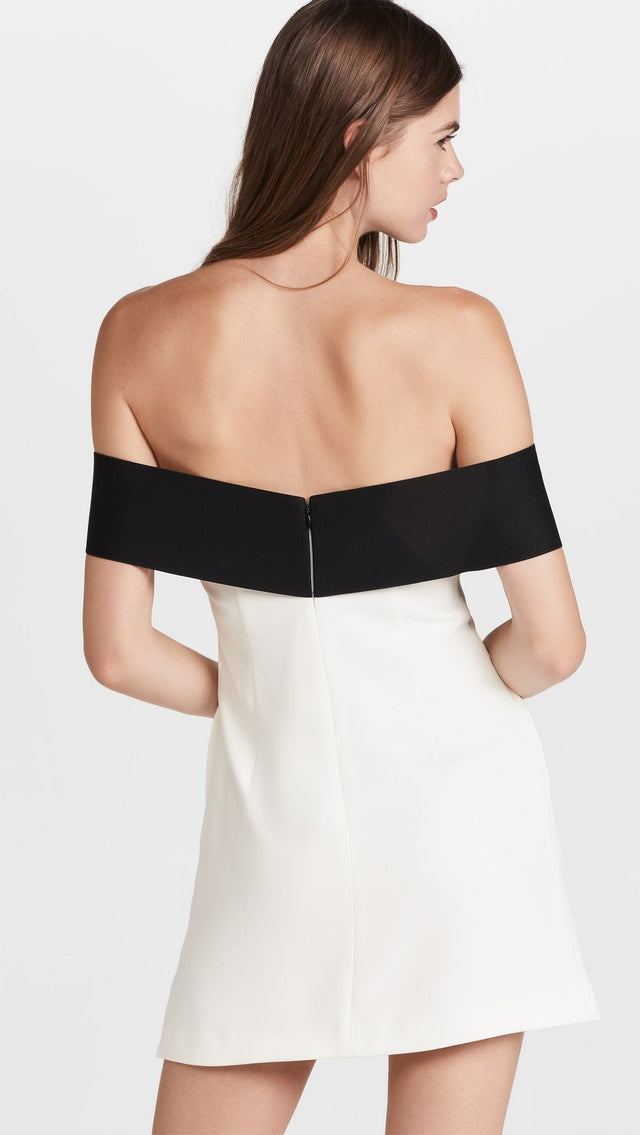 Self Portrait off Shoulder Bow Mini Dress / Size 6-8 - 6 / Multicolor - Dresses