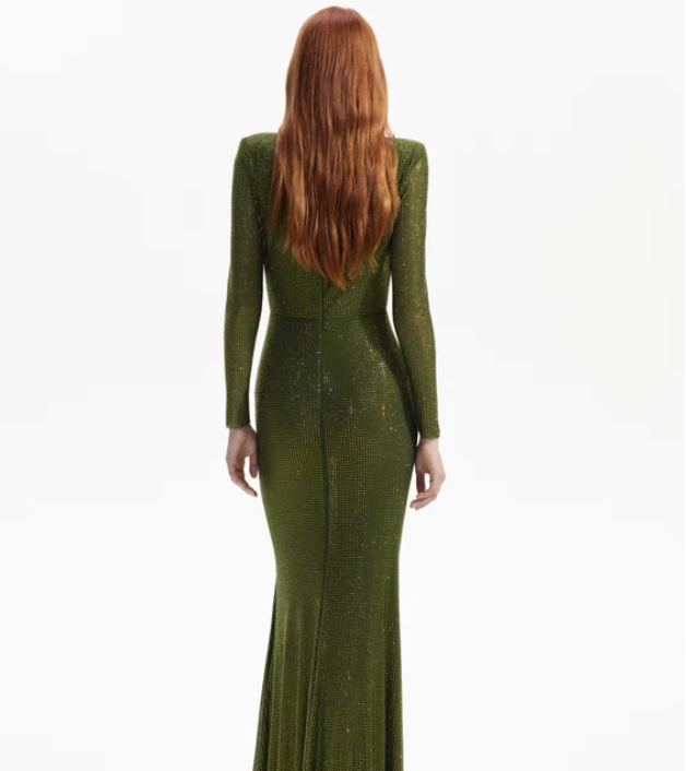 Self-Portrait OLIVE GREEN RHINESTONE MAXI DRESS | Passion For Fashion Self-Portrait OLIVE GREEN RHINESTONE MAXI DRESS | Passion For Fashion