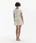 Self-Portrait Pleated Mini Dress in Cream - 6 / White - Dresses