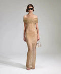Self Portrait Rhinestone Embellished Dress Beige - 8 / Beige - Dresses