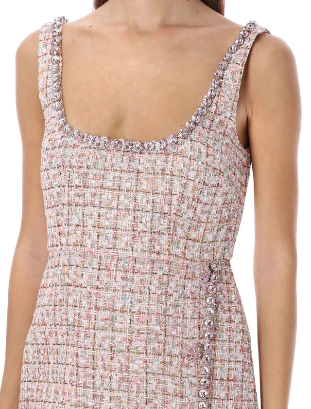 Self-Portrait Scoop Neck Asymmetrical Hem Mini Dress Pink - 6 / Pink - Dresses
