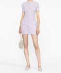 Self Portrait - Self Portrait Sequin Embellished Knitted Mini Dress Lilac Size S / AU 8-10