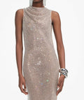 Self Portrait Silver Rhinestone Drape Open Back Maxi Dress - 10 / Silver - Dresses