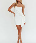 Selfie Leslie Sasha Cascade Ruffle Rosette Mini Dress White - 8 / White - Dresses