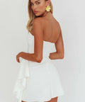 Selfie Leslie Sasha Cascade Ruffle Rosette Mini Dress White - 8 / White - Dresses