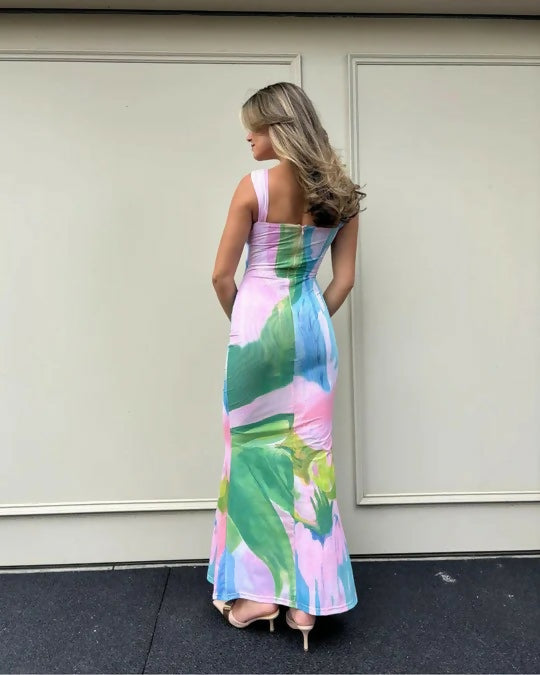 She is OLLÁ Imogen Midi Dress in Gaia - 8 / Multi - Dresses