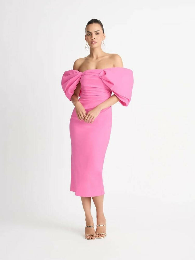 open lace back dress Kennedy Dress Pink | One Shoulder Dress main image 1