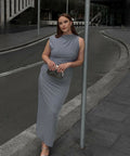 Sheike Gia Dress Midi Dove Grey Size AU 18 - 18 / Grey - Dresses