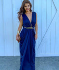 Sheike-Grecian-dress-in-navy-front-view-with-beltSKU218