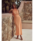 Sheike Jasmine Midi Dress in Apricot - 8 / Orange - Dresses
